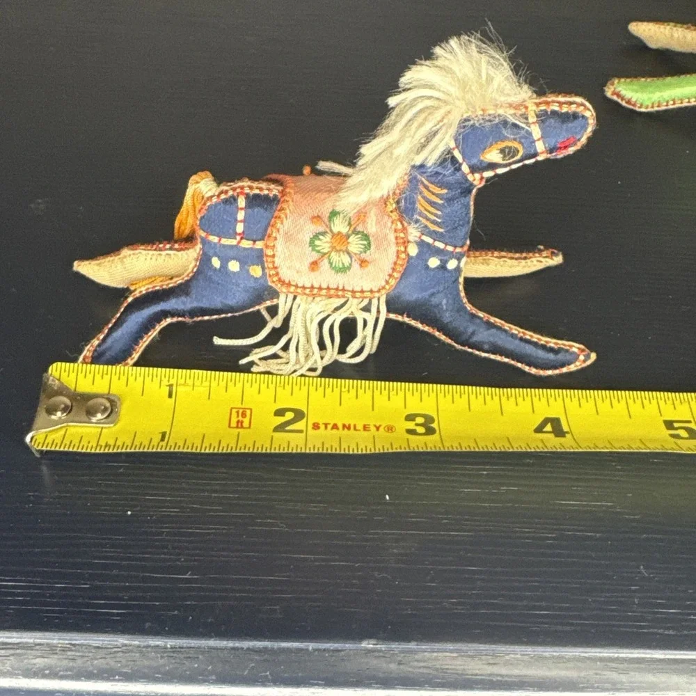 Vintage Horse Satin Embroidered China‎ Hand Made Set Of Two